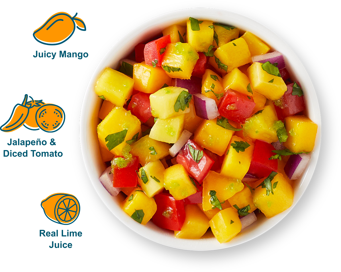 Juicy Mango, Diced Tomato & Jalapeno, Real Lime Juice
