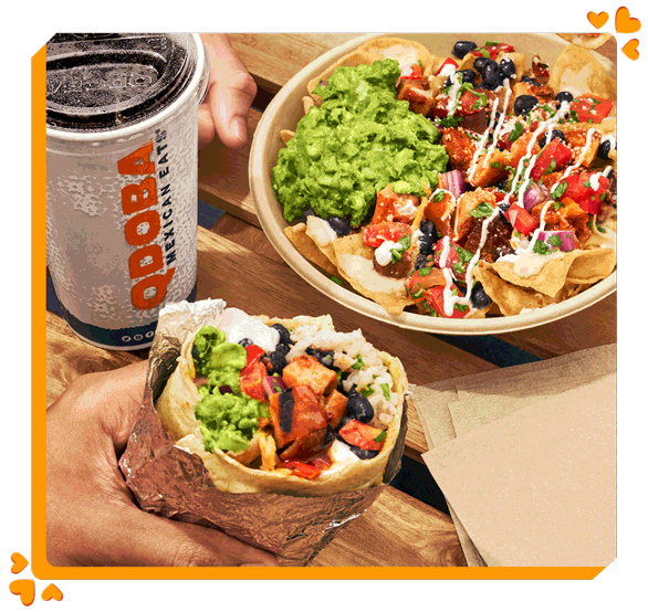 Burrito bowls and a drink