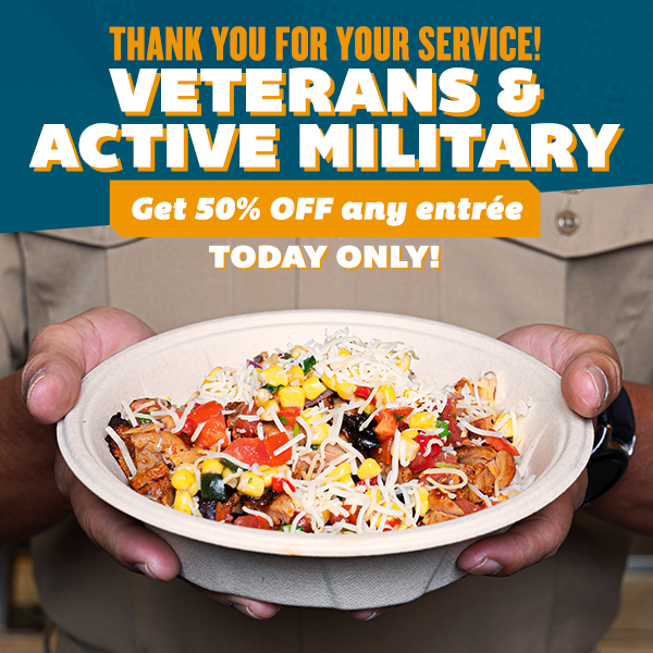 Military Saves 50% OFF an entrée!